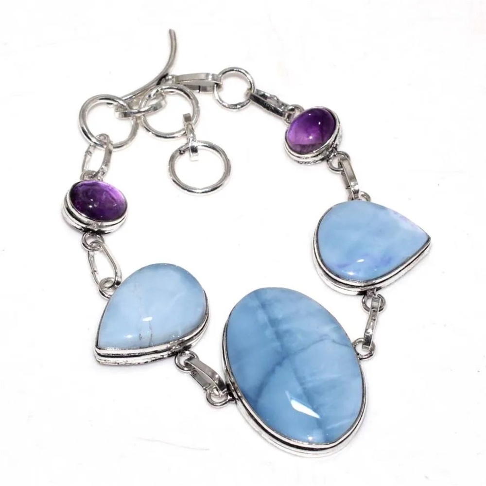 Owyhee Blue Opal and Amethyst bracelet
